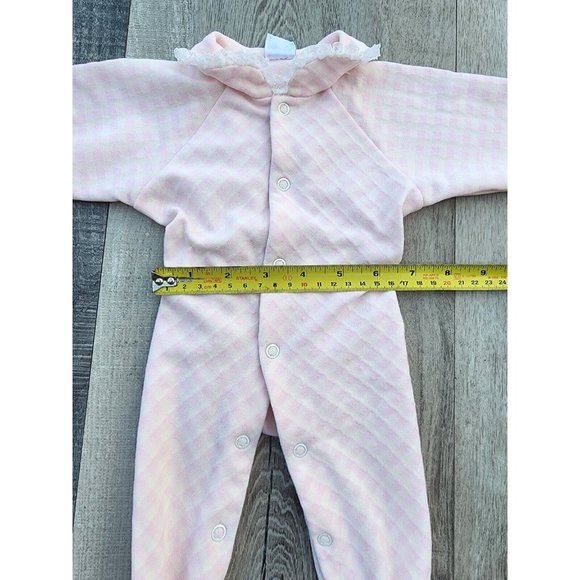 VTG 1960-70S Layette Baby Bliss Pink Girl Matching Plaid Ribbon Outfit Small - Picture 6 of 8